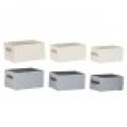 Игра на Кошници Home ESPRIT Сив Сметана 35 x 25 x 18 cm (3 Части) (2 броя) - Home esprit