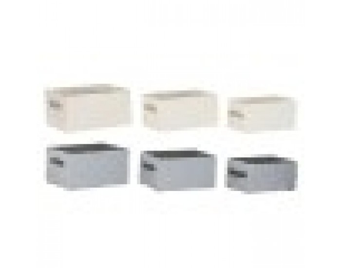 Игра на Кошници Home ESPRIT Сив Сметана 35 x 25 x 18 cm (3 Части) (2 броя)