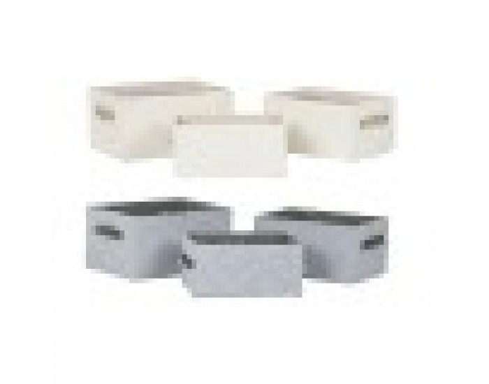 Игра на Кошници Home ESPRIT Сив Сметана 35 x 25 x 18 cm (3 Части) (2 броя)