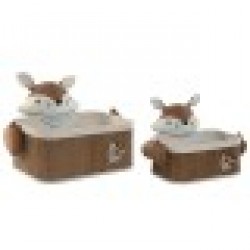 Игра на Кошници Home ESPRIT Син Кафяв 43 x 33 x 32,5 cm (2 Части) - Home esprit