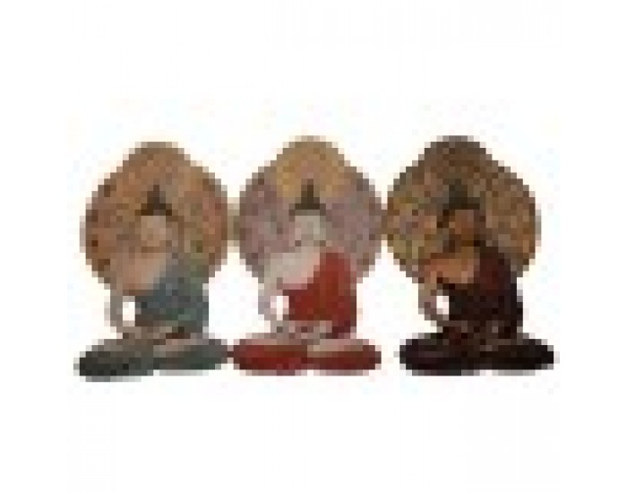 Декорация за стена DKD Home Decor Буда Смола (20 x 4 x 30.3 cm) (3 pcs)