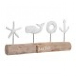 Декоративна фигурка DKD Home Decor Завършек със състаряващо покритие Кафяв Бял Смола Дърво манго Кит (57 x 10 x 28 cm) - Dkd home decor