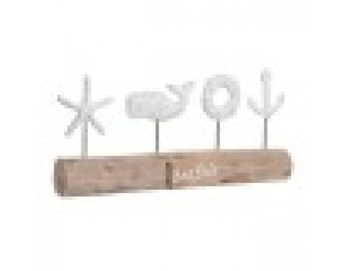Декоративна фигурка DKD Home Decor Завършек със състаряващо покритие Кафяв Бял Смола Дърво манго Кит (57 x 10 x 28 cm)