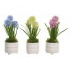 Декоративно Растение DKD Home Decor Пяна Син Розов Жълт полипропилен 15 x 15 x 30 cm (3 Части) - Dkd home decor