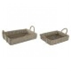 Комплект Подноси Home ESPRIT Естествен Светло кафяв Град 41 x 32 x 16 cm (2 броя) - Home esprit