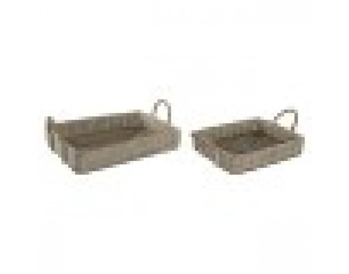Комплект Подноси Home ESPRIT Естествен Светло кафяв Град 41 x 32 x 16 cm (2 броя)