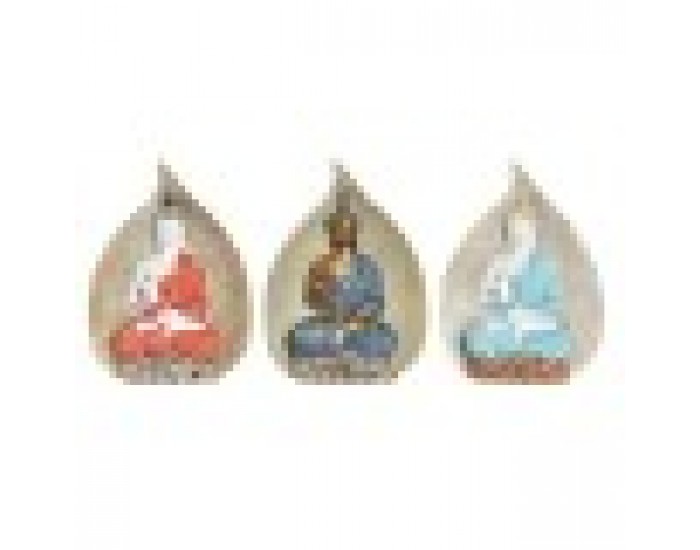Декоративна фигурка DKD Home Decor Червен Син Златен Оранжев Буда Смола (15,5 x 5 x 20,7 cm) (3 броя)