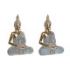 Декоративна фигурка DKD Home Decor 23 x 13 x 34 cm Син Буда цвят тюркоаз Ориенталски Гранитогрес (2 броя)