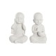 Декоративна фигурка DKD Home Decor Завършек със състаряващо покритие Бял Монах Ориенталски Магнезиев (25,5 x 19 x 39 cm) (2 броя
