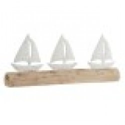 Декоративна фигурка Home ESPRIT Бял Естествен Яхти Средиземноморско 62 x 8,5 x 25,5 cm - Home esprit