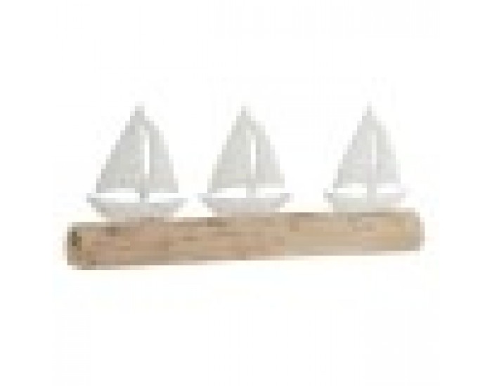 Декоративна фигурка Home ESPRIT Бял Естествен Яхти Средиземноморско 62 x 8,5 x 25,5 cm