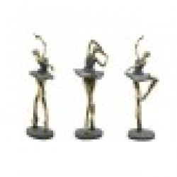 Декоративна фигурка Home ESPRIT Сив Златен Класическа танцьорка 15 x 10 x 43 cm (3 броя) - Home esprit