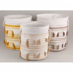 Игра на Кошници DKD Home Decor полиестер Памук Ресни Boho (43 x 43 x 45 cm) - Dkd home decor