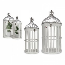 Клетка Кръгъл Бял Дървен (2 Части) - Gift decor