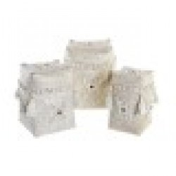 Игра на Кошници DKD Home Decor Бял Бамбук Раковини (24 x 24 x 30 cm) (3 Части) - Dkd home decor