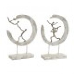 Декоративна фигурка DKD Home Decor Сребрист Алуминий Бял Дърво манго Модерен (32,5 x 10 x 47 cm) (2 броя) - Dkd home decor