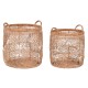 Игра на Кошници DKD Home Decor Естествен Светло кафяв Тропически 40 x 40 x 47 cm