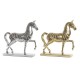 Декоративна фигурка DKD Home Decor Кон Сребрист Златен Смола (34 x 9,5 x 33,5 cm) (2 броя)