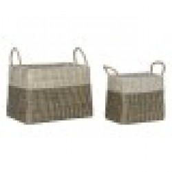 Игра на Кошници Home ESPRIT Бял Черен Естествен Морска трева Boho 44 x 25 x 38 cm (2 Части) - Home esprit