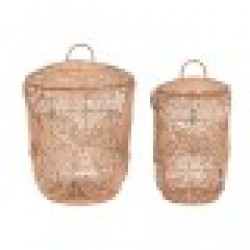 Игра на Кошници DKD Home Decor Естествен Светло кафяв Тропически 45 x 45 x 57 cm - Dkd home decor