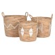 Игра на Кошници DKD Home Decor Бял Естествен Въже Морска трева Boho 46 x 46 x 48 cm