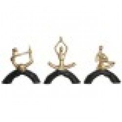 Декоративна фигурка DKD Home Decor 28 x 7 x 35 cm 28 x 8 x 36 cm Черен Златен Yoga (3 броя) - Dkd home decor
