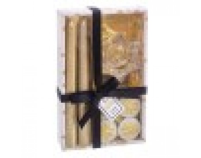 Кръгъл свещник с поставка Коледа Златен Кристал Парафин 21,7 x 13,3 x 3,8 cm
