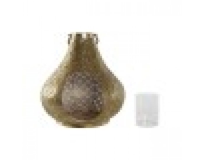 Поставка за свещ Home ESPRIT Златен Метал Кристал 25 x 25 x 26,5 cm