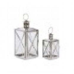 Latern Home ESPRIT Сребрист Кристал Стомана Хромирано 16 x 15 x 32 cm (2 Части) - Decorațiuni