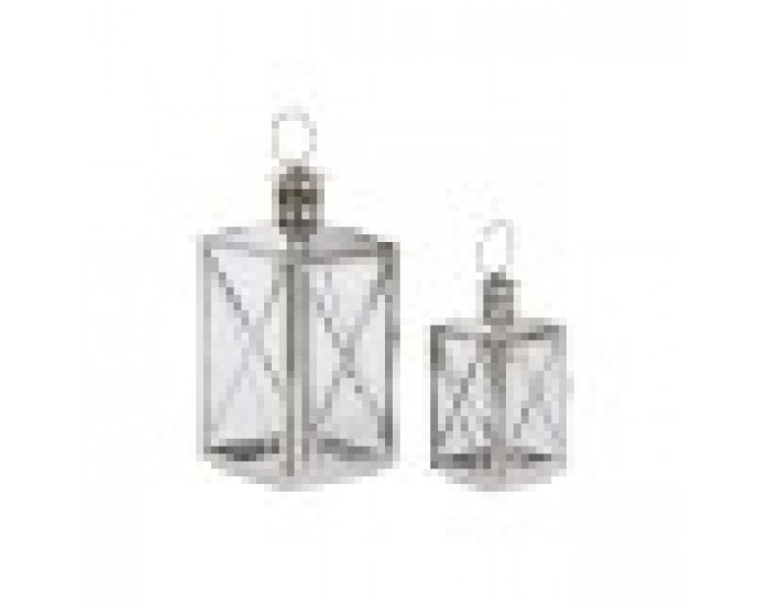 Latern Home ESPRIT Сребрист Кристал Стомана Хромирано 16 x 15 x 32 cm (2 Части)