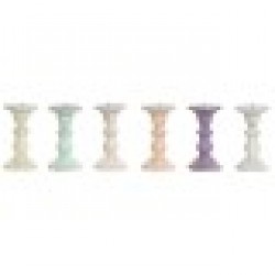 Канделабър Home ESPRIT Жълт Син Зелен Розов Метал Дърво манго Shabby Chic 10 x 10 x 18 cm - Home esprit