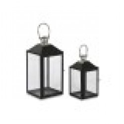 Latern Home ESPRIT Черен Сребрист Кристал Стомана 18 x 18 x 41 cm (2 Части) - Decorațiuni