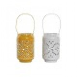 Поставка за свещ Home ESPRIT Жълт Бял Желязо 15 x 15 x 26 cm (2 броя) - Decorațiuni