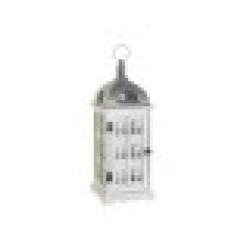 Latern DKD Home Decor Завършек със състаряващо покритие Бял Сив Дървен Кристал Средиземноморско 19 x 19 x 51 cm - Decorațiuni