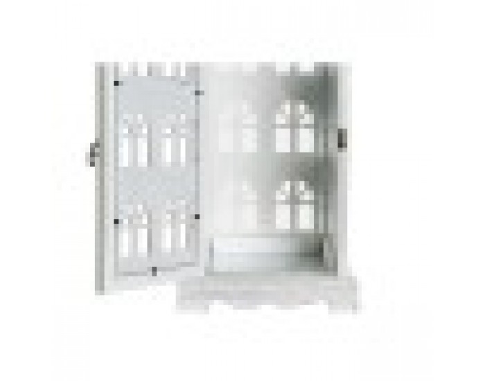Latern DKD Home Decor Завършек със състаряващо покритие Бял Сив Дървен Кристал Средиземноморско 19 x 19 x 51 cm