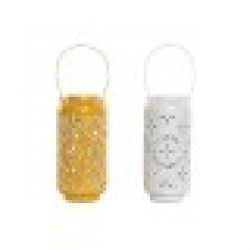 Поставка за свещ Home ESPRIT Жълт Бял Желязо 15 x 15 x 33 cm (2 броя) - Decorațiuni