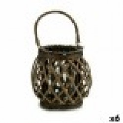 Поставка за свещ Сив Кафяв плетена ракита Cтъкло 29,5 x 24 x 22 cm (6 броя) - Decorațiuni