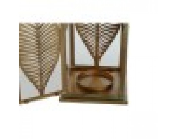 Latern DKD Home Decor Златен Метал 16,5 x 16,5 x 50 cm Лист на растение