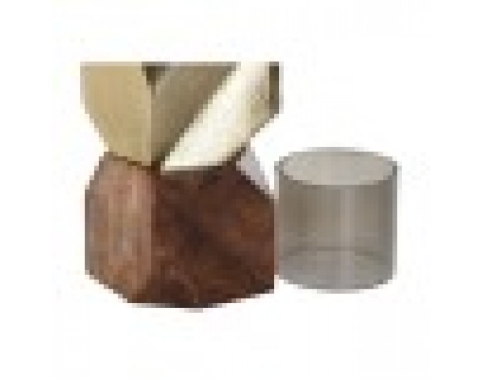 Поставка за свещ DKD Home Decor 10 x 10 x 40,5 cm Кристал Златен Кафяв Алуминий Дърво манго