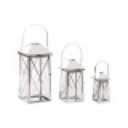 Latern Home ESPRIT Сребрист Кристал Стомана Хромирано 20 x 20 x 48 cm (3 Части) - Decorațiuni