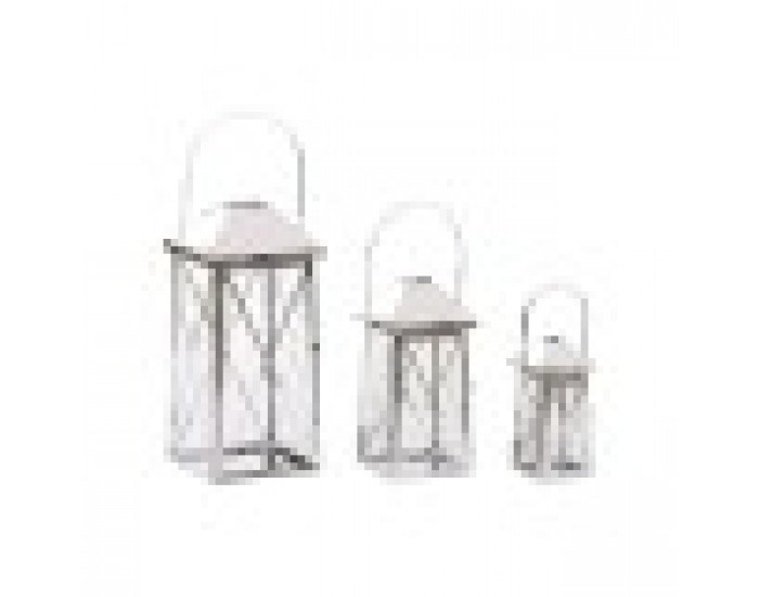 Latern Home ESPRIT Сребрист Кристал Стомана Хромирано 20 x 20 x 48 cm (3 Части)
