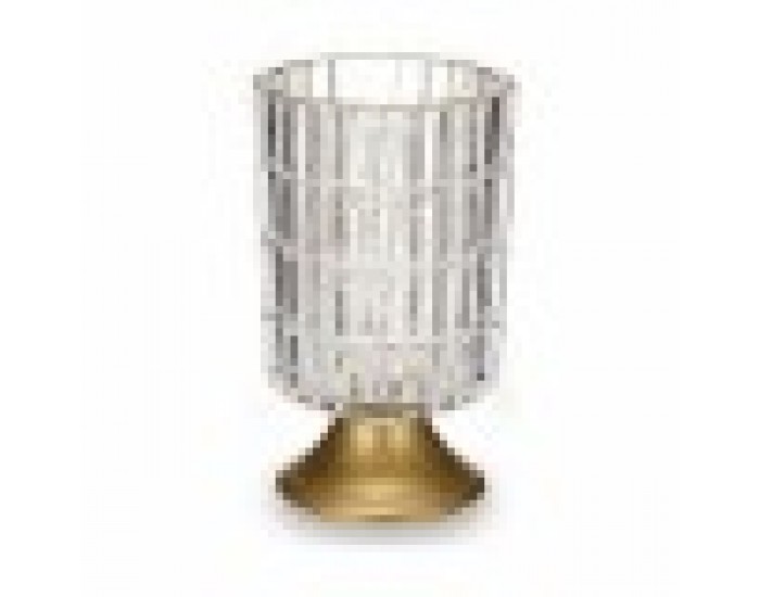 LED Фенер Прозрачен Златен Cтъкло 10,7 x 18 x 10,7 cm (6 броя)