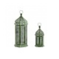 Фенери Home ESPRIT Зелен Метал Ориенталски 23 x 23 x 57 cm (2 Части) - Decorațiuni