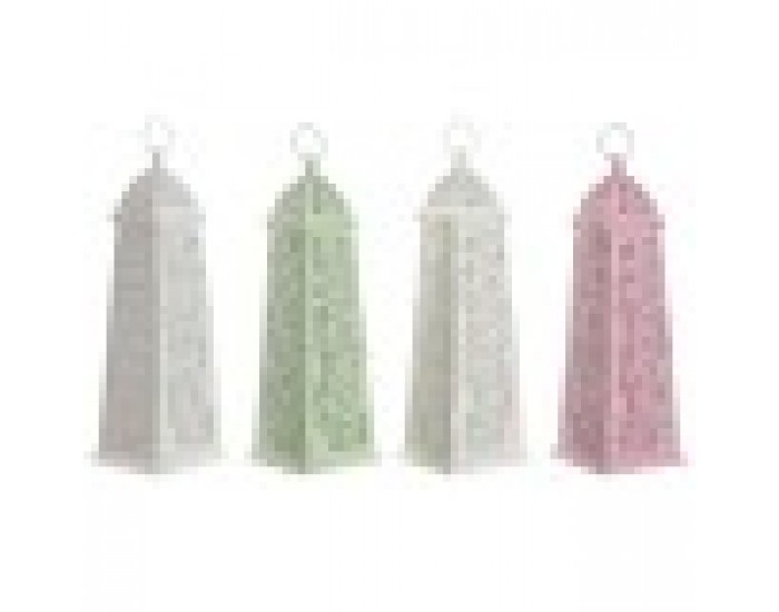 Latern Home ESPRIT Бял Зелен Розов Метал Алуминий Shabby Chic 13 x 13 x 43 cm (4 броя)