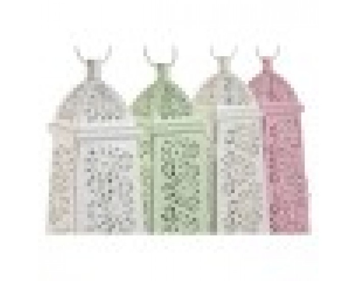 Latern Home ESPRIT Бял Зелен Розов Метал Алуминий Shabby Chic 13 x 13 x 43 cm (4 броя)