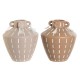 Ваза Home ESPRIT Кафяв Светло кафяв Керамика Колониален Ресни 15,5 x 15,5 x 17,1 cm (2 броя)