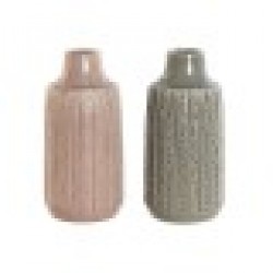 Ваза Home ESPRIT Сив Розов Порцелан 15 x 15 x 31 cm (2 броя) - Vaze și decorațiuni de masă