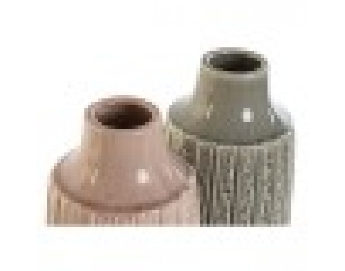 Ваза Home ESPRIT Сив Розов Порцелан 15 x 15 x 31 cm (2 броя)