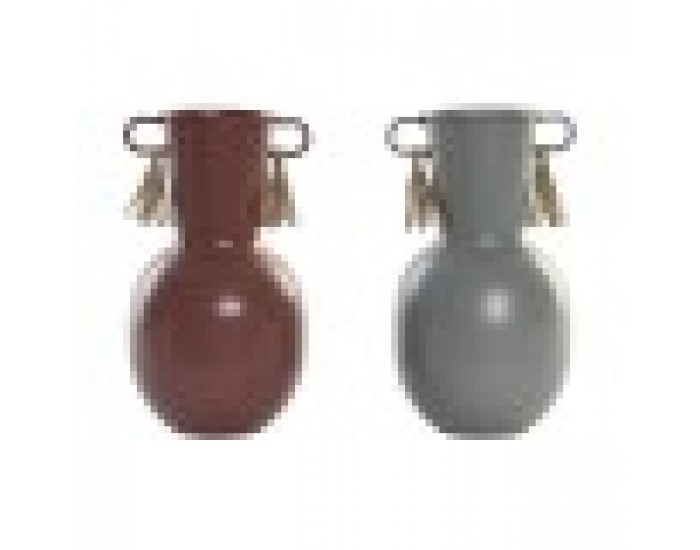 Ваза DKD Home Decor Сив Метал теракота (14 x 13 x 24 cm) (2 броя)