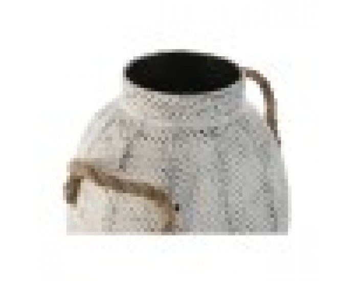 Ваза Home ESPRIT Бял Метал Въже 20 x 20 x 33 cm